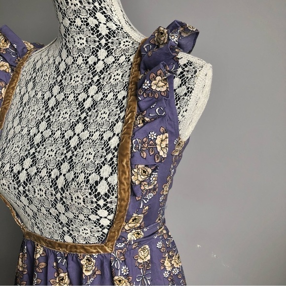 Vintage 60s 70s Dollyrockers By Sambo Floral Maxi Dress Ruffle Hem - Picture 4 of 14